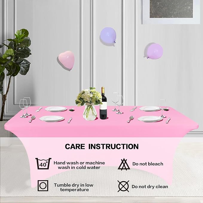 IVAPUPU 6FT Table Cloth for Rectangular Fitted Events Stretch Pink Table Covers - Image 5