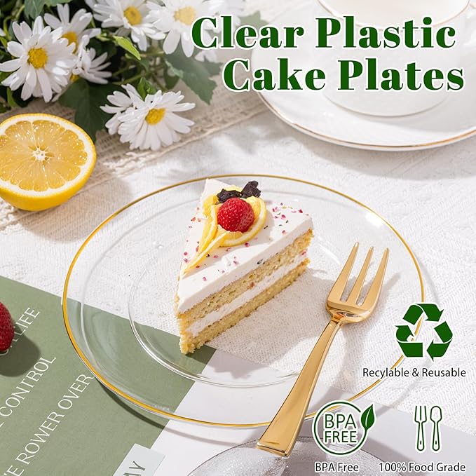 Festiva 200Pcs Clear Plastic Dessert Plates Disposable 6.3" - Image 6