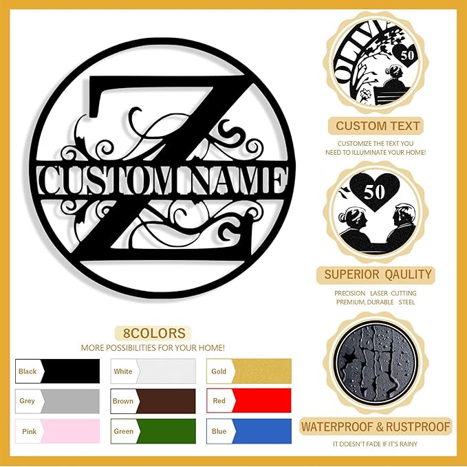 Custom Metal Name Sign, Personalized Family Last Name Signs - Image 4