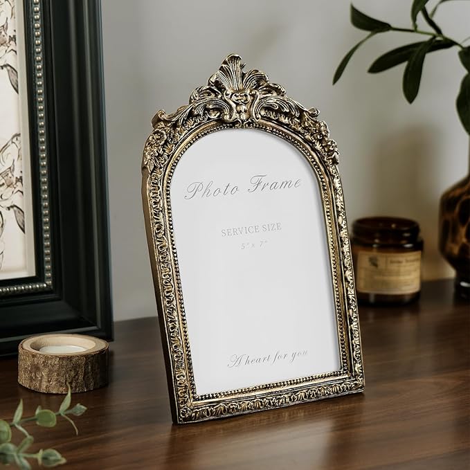 Cuspin Arched 5x7 Picture Frame Vintage Gold Frames, Bronze 5 by 7 Arched - Image 3