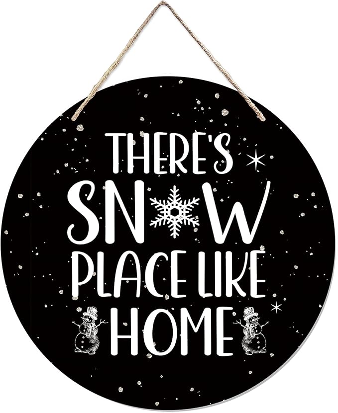 CGBHW Winter Wooden Sign, Snowy Holiday Hanging Sign Wall Decor by CGBHW
