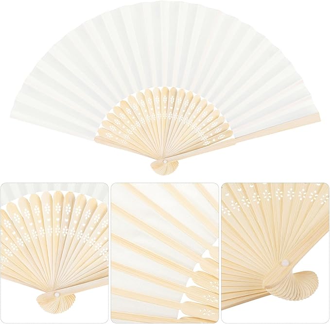 Aneco 18 Pieces Handheld Fans Cloth Hand Fans Bamboo Folding Fans - Image 3