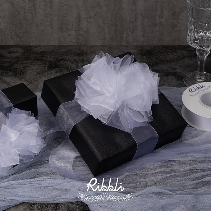 Ribbli White Organza Ribbon, 1/2 Inches x Continuous 50 Yard, Cookie Wrapping - Image 5