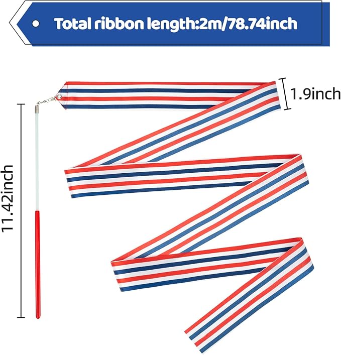 20 Pack Ribbon Dancer Wands for Patriotic Party Favors Supplies, Dancing Ribbon - Image 3