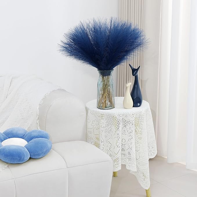 Blue Pampas Grass Decor 30 Pcs 21.7 Inch Faux Pampas Grass Bulk Artificial - Image 5