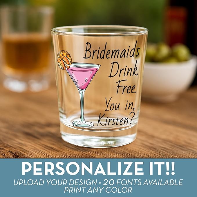 Bridesmaid Custom Shot Glass 2.5oz, Personalized Photo Bride Tribe Gift - Image 2
