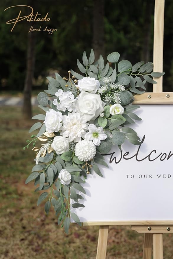 Faux Flower Swag Set of 2 for Wedding Welcome Signs Floral Swag Wedding - Image 9