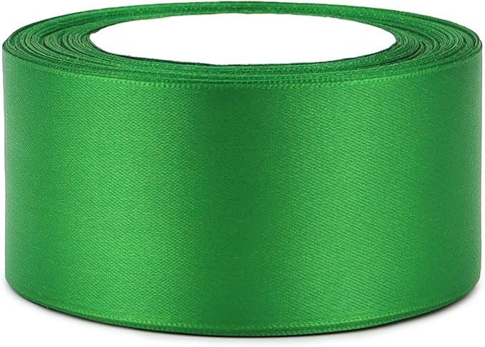 Green Solid Satin Ribbon 2 Inch 25 Yards Solid Polyester Fabric Ribbon - Image 7