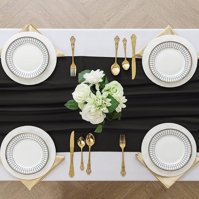 2 Pack 10 Ft Chiffon Table Runner Black Gauze Long Table Runners 27x120 Inches - Image 4