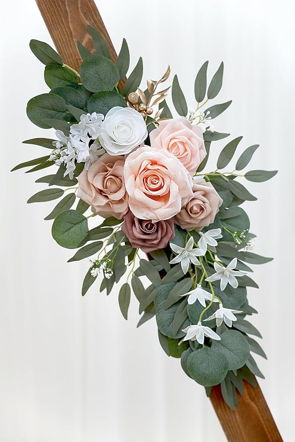 Artificial Dusty Rose Flowers Swag Set of 2 - Image 8