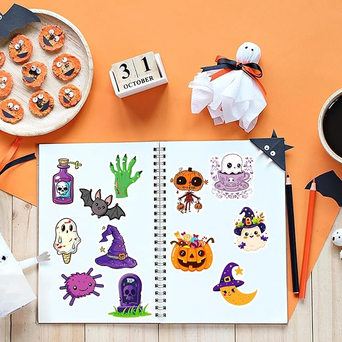 XZENTIRA, Halloween Cartoon Pumpkin Themed Stickers, Vinyl Waterproof Holiday - Image 5
