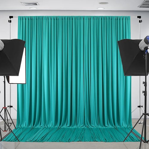 10 ft x 10 ft Wrinkle Free Turquoise Backdrop Curtain by Outpain
