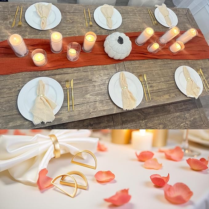 Set of 100 Napkin Rings Metal Gold Semicircle Napkin Ring, Napkin Rings Bulk - Image 5