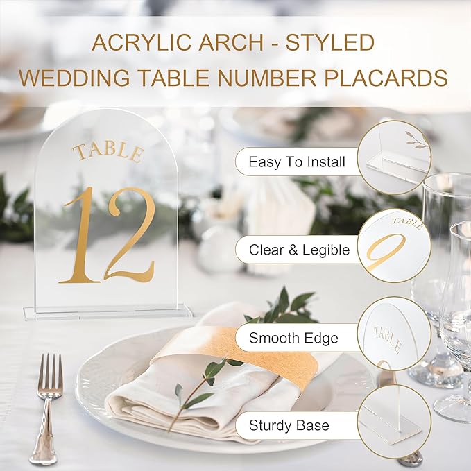Wedding Table Numbers 1-10 Clear Acrylic Seating Number Signs - Image 7