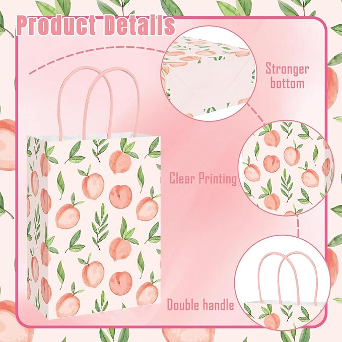 JarThenaAMCS 24Pcs Peach Paper Gift Bag Pink Treat Bags - Image 3