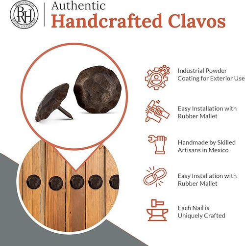 10 Pack 1.5" Round Head Iron Clavos Decorative Nails – Unfinished – Handmade - Image 2