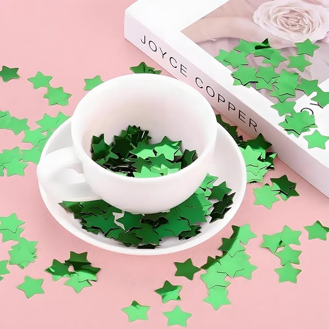 Green Metallic Foil Star Confetti 0.78inch/2cm 8000PCS Table Confetti - Image 2