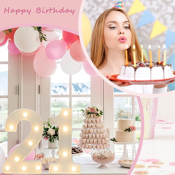 Decorative Led Light Up Numbers, 21th Birthday Decorations, Warm White Led - Image 4
