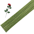 16-inch 18 Gauge Green Paper Covered Floral Wire Stems by Etetevntt