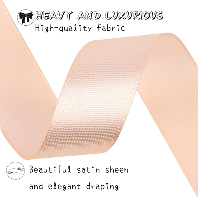 Naked pink Solid Satin Ribbon 1 Inch 25 Yards Solid Polyester Fabric Ribbon - Image 4