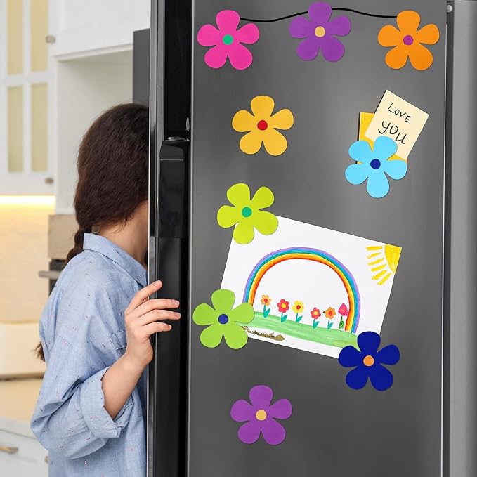 Kingdder 48 Pieces Retro Flower Car Magnets Decorations Refrigerator Decals 60s - Image 3