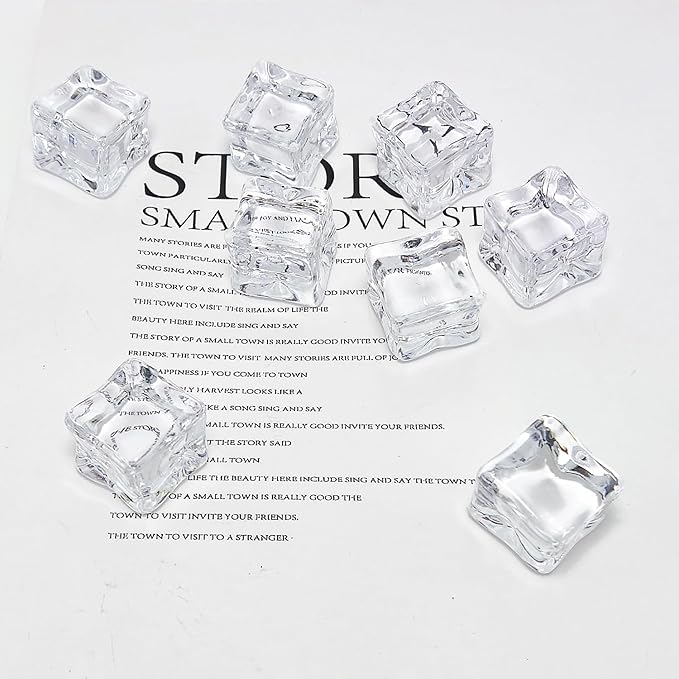 HappyFiller 22 PCS Large Crystal Square Fake Ice Cubes Acrylic Ice Rocks - Image 2