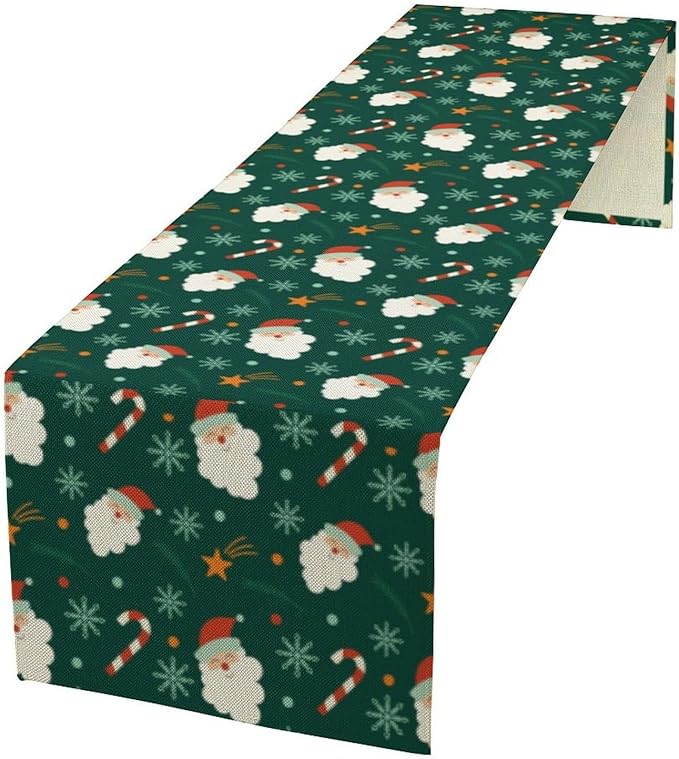 Christmas Table Runner, Seasonal Winter Xmas Holiday Green Table Cloth Kitchen by Unknown