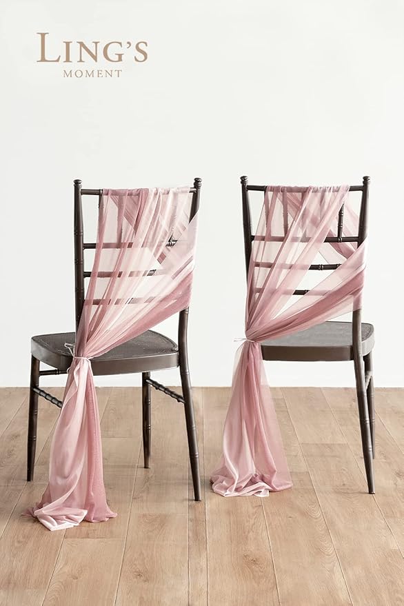 Ling's moment Wedding Chair Sashes Cover Aisle Decorations Draping Fabric - Image 3