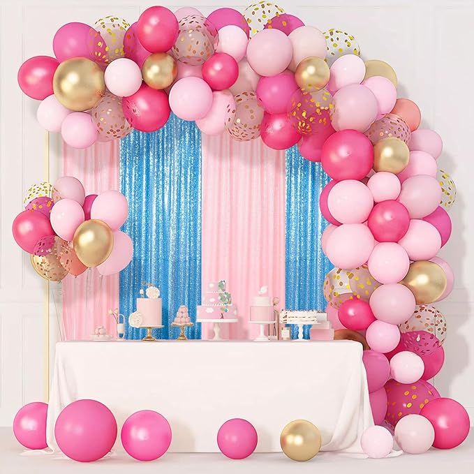 ShinyBeauty Sequin Curtains 4 Panels Baby Pink | 2Ft x 8Ft Sparkle Photo - Image 2