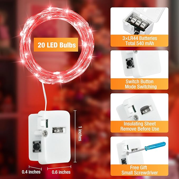 12 Pack Fairy Lights Battery Operated - 7ft 20 Led Twinkle Lights 3 Modes - Image 6