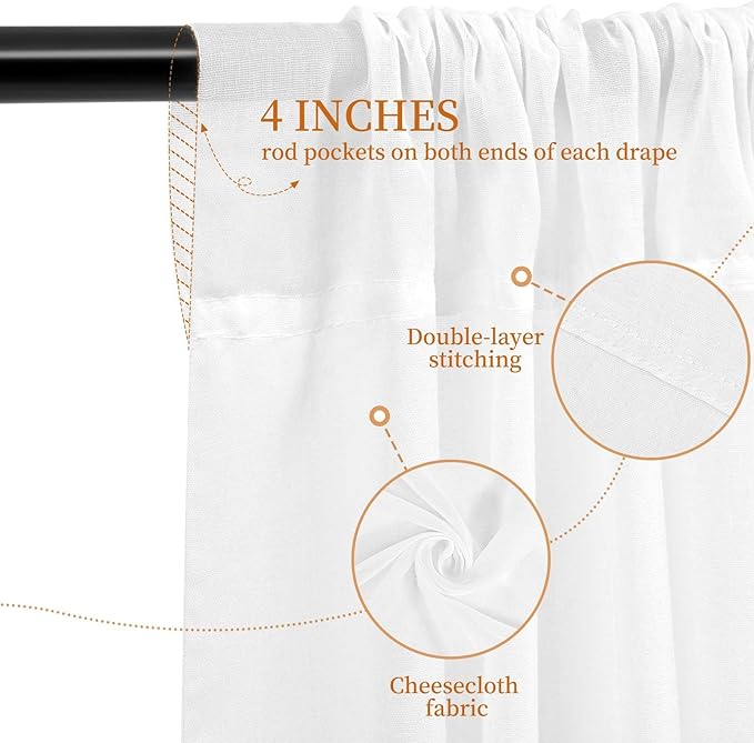 6 Panels White Wedding Drapes - 5ft x 20ft - Image 3