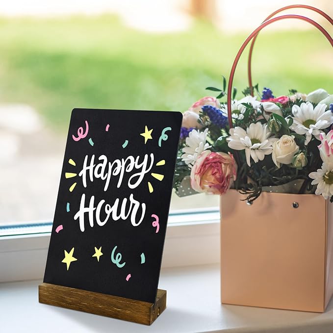 Small Chalkboard Sign with Stand, 8x5'' Table Top Double-Sided Mini Board With - Image 9