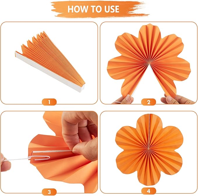SUNBEAUTY 9 PCS Pink and Orange Party Decorations Pink Party Decorations Paper - Image 3