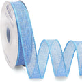 Ribbli Baby Blue Burlap Wired Ribbon, 1 Inch x Continuous 20 Yard, Wired Edge by Ribbli