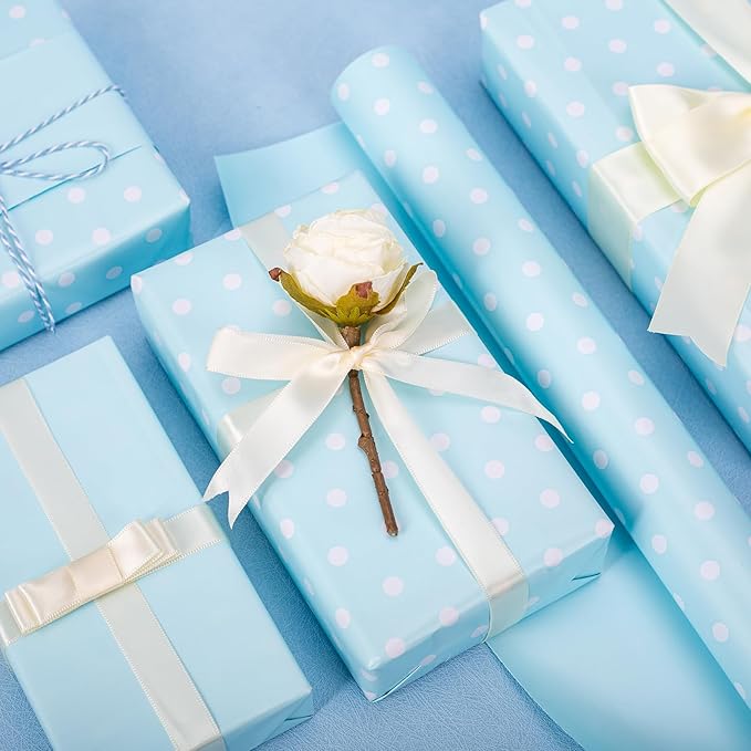 Flyhill Blue Wrapping Paper, Reversible Gift Wrap Paper - Image 3