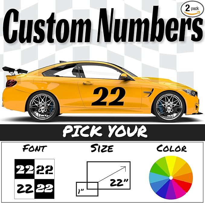 Fairwinds Designs Custom Race Car Number Decals | Set of 3 Heavy Duty Vinyl by FairwindsDesigns