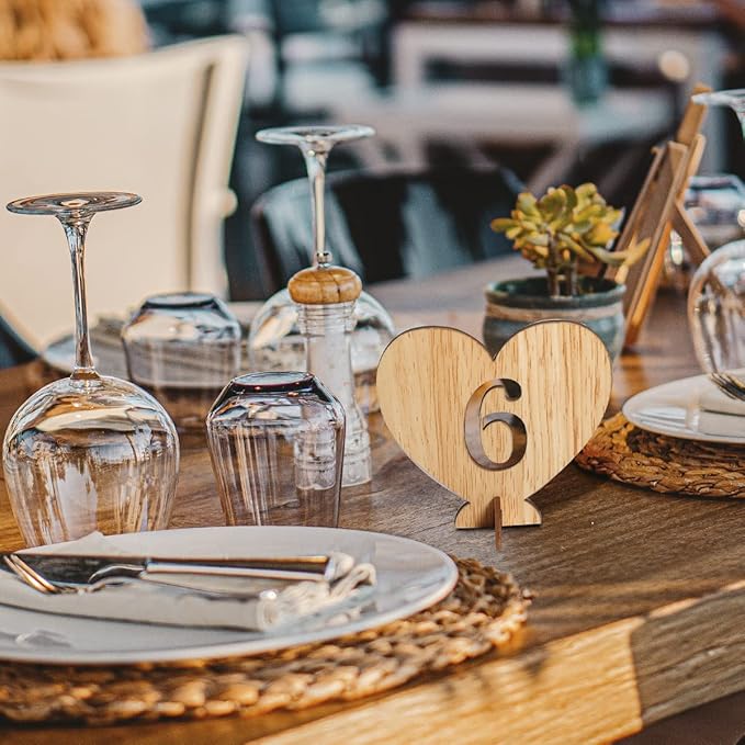 Heart Shape Wooden Table Numbers 1-20 - Image 6