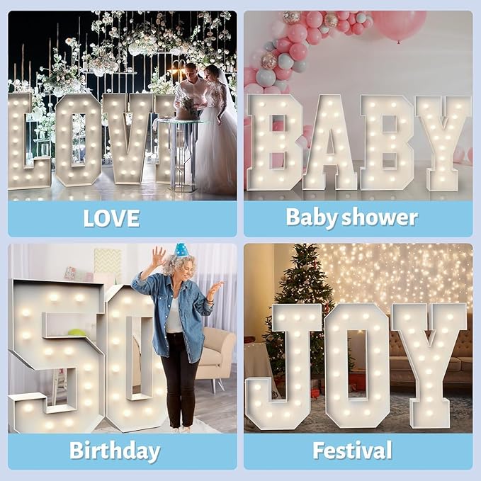 4FT Marquee Light Up Numbers 0, Party Decoration Large Marquee Light Up Letters - Image 6