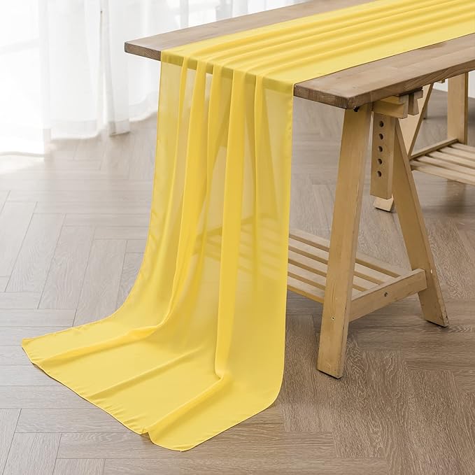 12Pack 9ft Chiffon Table Runner 14x108 Inch Sheer Romantic Table Runner by flohar