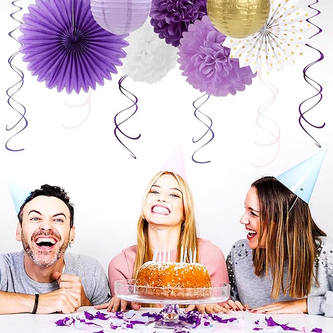 Purple-Lavender White Gold Party Decorations - Image 7