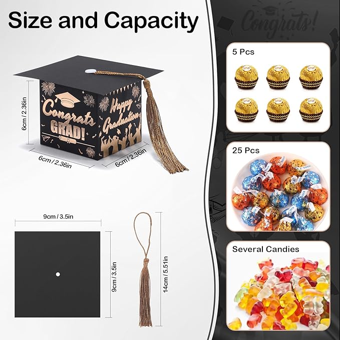 COTOPHER 36 Pack Mini Graduation Cap Gift Boxes - Image 3