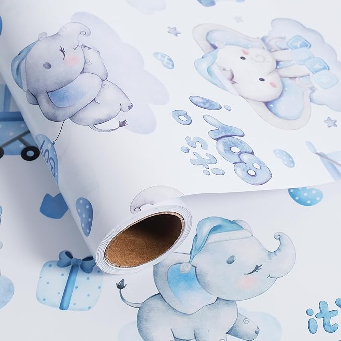 Aimyoo Blue Baby Shower Wrapping Paper Roll by Aimyoo