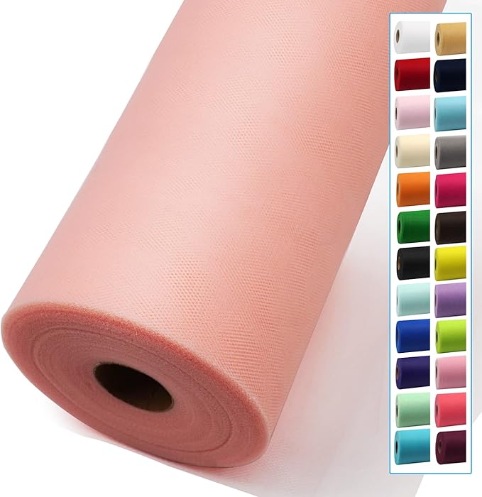 Blush Tulle Fabric Rolls 54 Inch by 40 Yards Tulle Bolt Spool by IONTACH