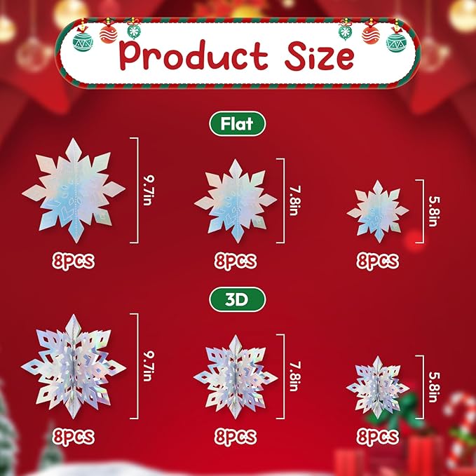 Benbilry 3D Hanging Snowflake Decorations - Image 2