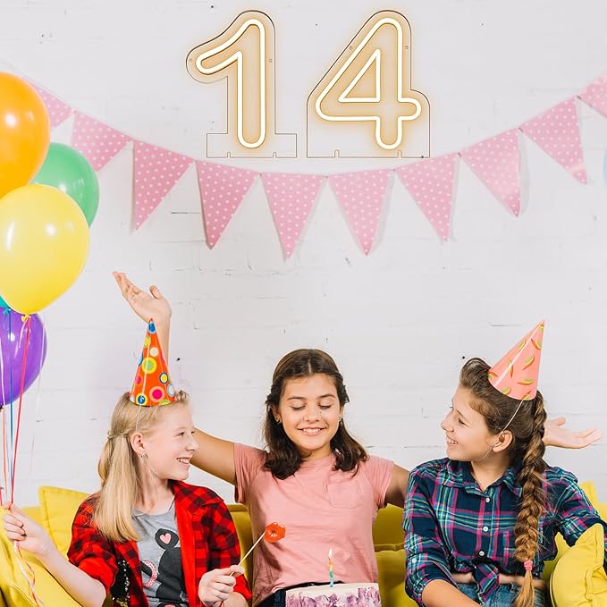 Number 4 LED Neon Sign Backdrop Birthday Party Decoration, 11.3" Height Warm - Image 6