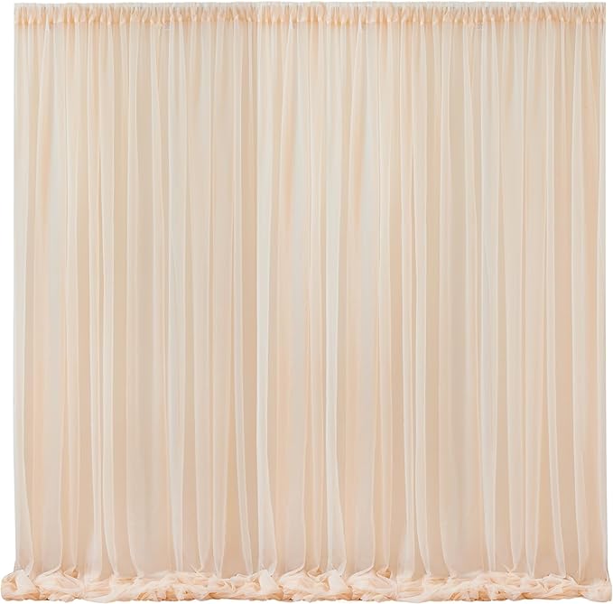 10x10 Champagne Tulle Backdrop Curtains by WishCare