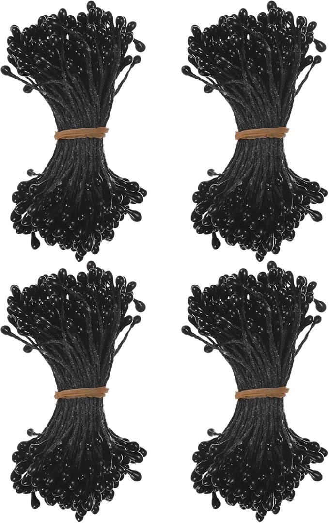 600-Pack Flower Stamens for Crafts, 5mm Double Heads Artificial Pearl Floral by MMETERXITY