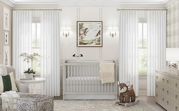 Vision Home White Pinch Pleated Semi Sheer Curtains Textured Light Filtering - Image 9