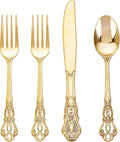 200PCS Gold Plastic Silverware by Joyido