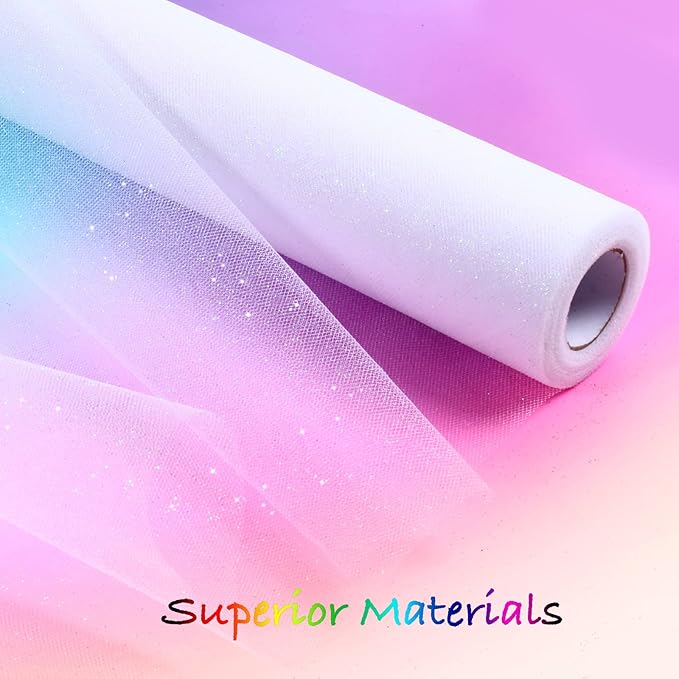 Sparkling Tulle Rolls, 15” by 30 Yards Glitter Tulle Spool Ribbon Fabric - Image 4